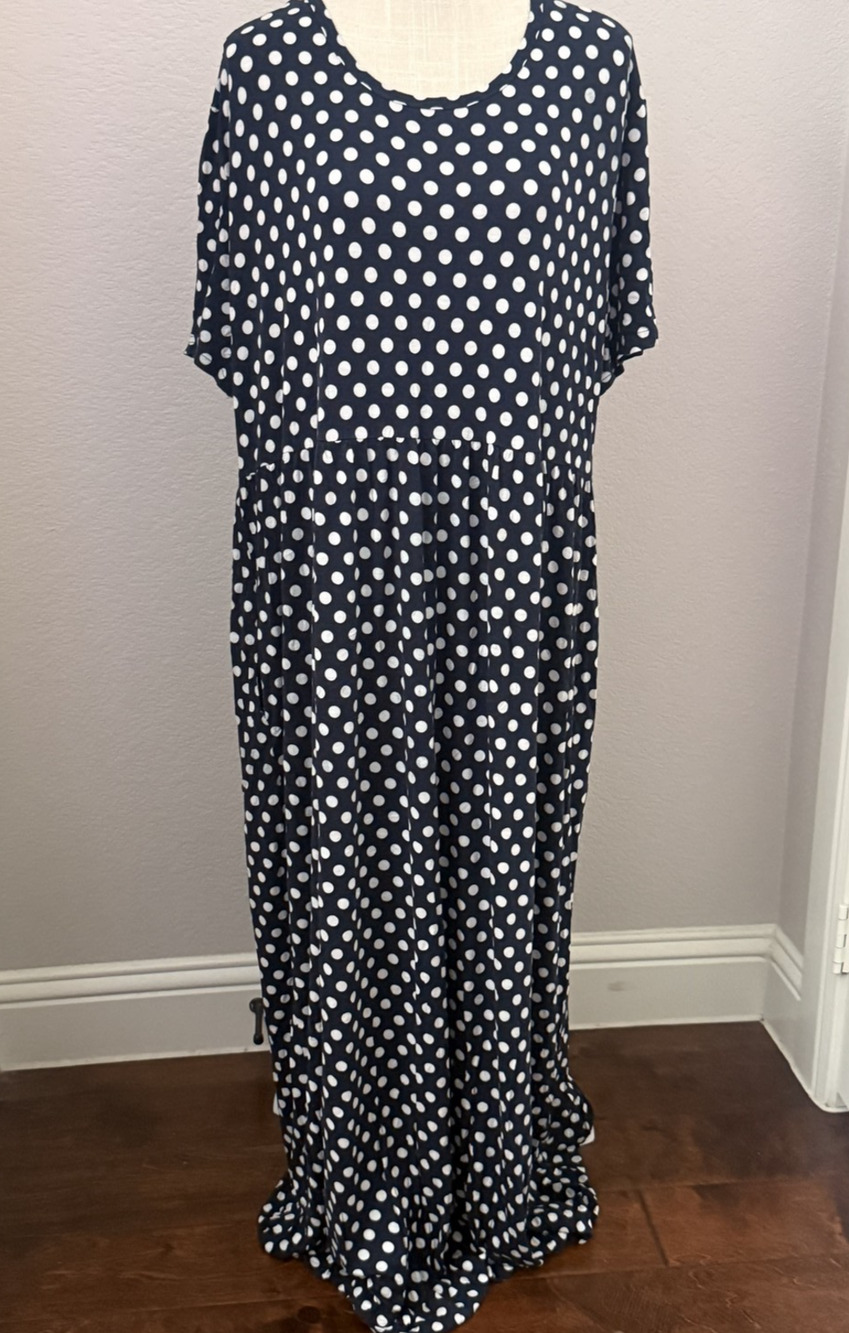 LONGYUAN Womens 5XL Plus Size Maxi Dress Polka Dot Brunch Church Dressy Casual
